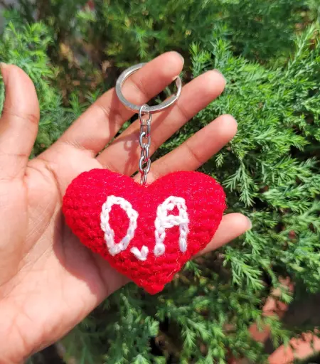 Heart keyring with initials 